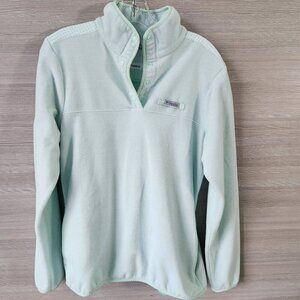 Columbia Womens Mint Green 1/4 Snap Fleece Pullover Sweatshirt Size M Soft Hike